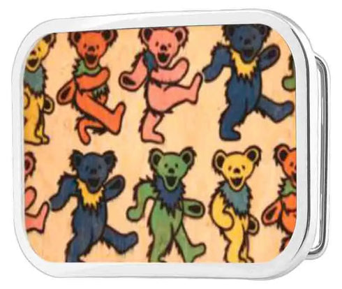 Grateful Dead - Dancing Bears Random FCWood Natural/Multi Color - Matte Rock Star Buckle - StealieShop