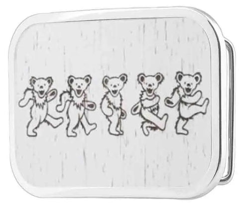 Grateful Dead - Dancing Bears GW White - Matte Rock Star Buckle - StealieShop
