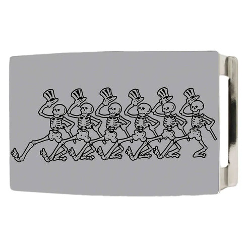 Grateful Dead - Dancing Skeletons Rock Star Buckle - Brushed Silver - StealieShop