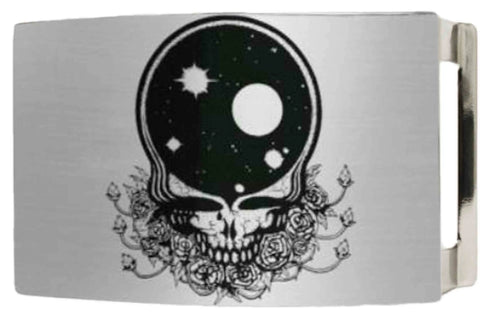 Grateful Dead - Space Your Face Rock Star Buckle - Brushed Silver - StealieShop