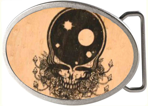 Grateful Dead - Space Your Face FCWood Natural/Black - Matte Oval Rock Star Buckle - StealieShop