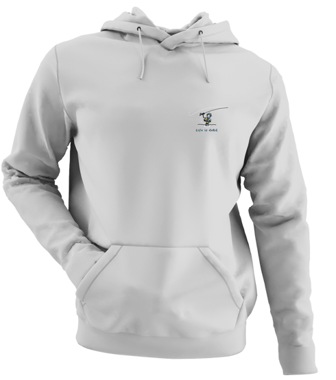 Jerry' Fly Fishin' - Life is dead.® - Premium Grateful Dead Left Chest Hoodie - Sport Grey - 9