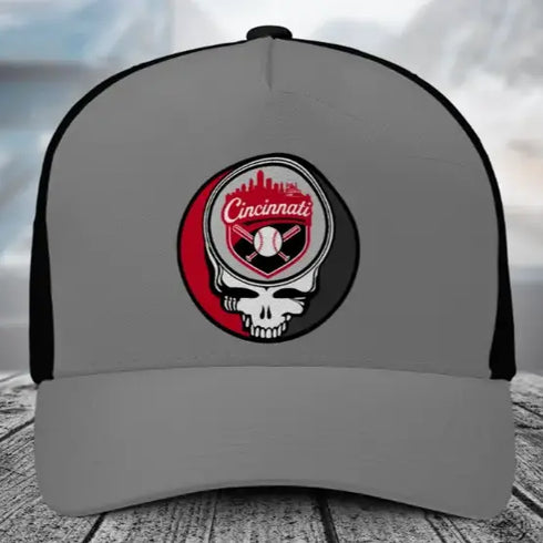 Grateful Dead - Cincinnati Reds Stealie Grateful Dead Trucker Cap - StealieShop