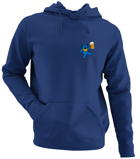 Beer Lovin' Bear - Premium Grateful Dead Left Chest Hoodie - Navy