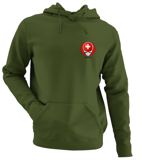 Switzerland FIFA World Cup - Premium Grateful Dead Left Chest Hoodie - Military Green