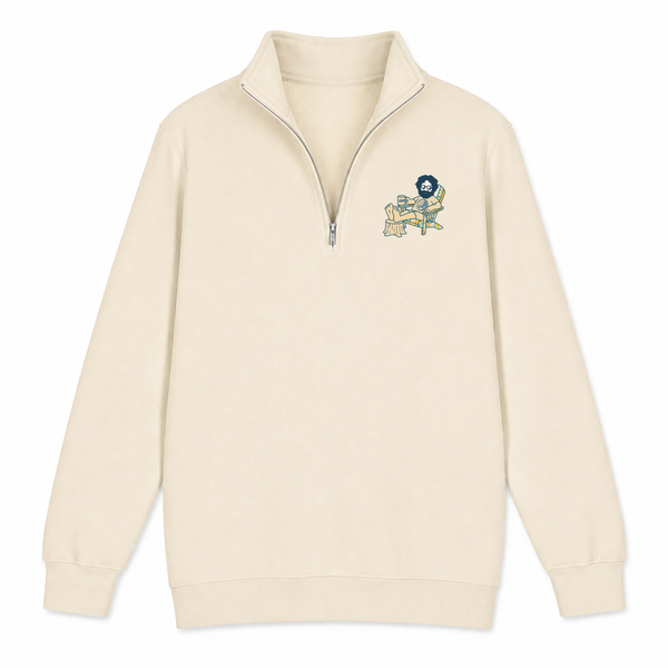 Chillin' Jerry Life is dead. - Premium Grateful Dead Quarter-Zip Pullover - Sand - 1