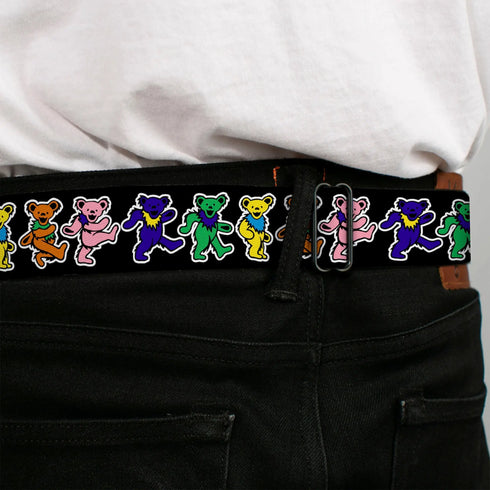 Grateful Dead - Grateful Dead Bear Seatbelt Belt - Dancing Bears Black/Multi Color Webbing - StealieShop