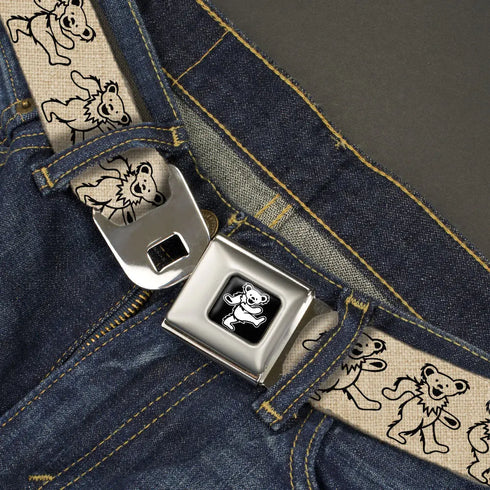 Grateful Dead - Grateful Dead Bear Seatbelt Belt - Dancing Bears Hemp/Black Webbing - StealieShop
