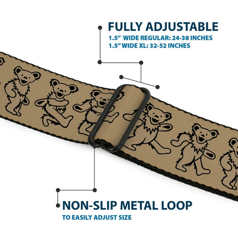 Grateful Dead - Grateful Dead Bear Seatbelt Belt - Dancing Bears Hemp/Black Webbing - StealieShop