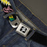 Grateful Dead - Grateful Dead Bear Seatbelt Belt - Grateful Dead Script w/Bears & Skeletons Black/Multi Color Webbing - StealieShop