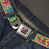 Grateful Dead - GRATEFUL DEAD Dancing Bear Icon Full Color Black/Orange Seatbelt Belt - Grateful Dead Dancing Bears Swirl Multi Color Webbing - StealieShop