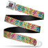 Grateful Dead - GRATEFUL DEAD Dancing Bear Icon Full Color Black/Orange Seatbelt Belt - Grateful Dead Dancing Bears Swirl Multi Color Webbing - StealieShop