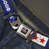 Grateful Dead - GRATEFUL DEAD Text with Steal Your Face Logo Full Color Black Seatbelt Belt - GOOD OL' GRATEFUL DEAD Text and Stars Blue/White/Red Webbing - StealieShop