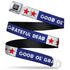 Grateful Dead - GRATEFUL DEAD Text with Steal Your Face Logo Full Color Black Seatbelt Belt - GOOD OL' GRATEFUL DEAD Text and Stars Blue/White/Red Webbing - StealieShop