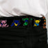 Grateful Dead - GRATEFUL DEAD Text with Steal Your Face Logo Full Color Black Seatbelt Belt - Grateful Dead Dancing Bears Close-Up Black/Multi Color Webbing - StealieShop