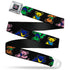 Grateful Dead - GRATEFUL DEAD Text with Steal Your Face Logo Full Color Black Seatbelt Belt - Grateful Dead Dancing Bears Close-Up Black/Multi Color Webbing - StealieShop