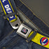 Grateful Dead - GRATEFUL DEAD Text with Steal Your Face Logo Full Color Black Seatbelt Belt - GRATEFUL DEAD Text Box and Steal Your Face Logo Yellow/Blue/White Webbing - StealieShop