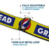 Grateful Dead - GRATEFUL DEAD Text with Steal Your Face Logo Full Color Black Seatbelt Belt - GRATEFUL DEAD Text Box and Steal Your Face Logo Yellow/Blue/White Webbing - StealieShop