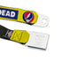 Grateful Dead - GRATEFUL DEAD Text with Steal Your Face Logo Full Color Black Seatbelt Belt - GRATEFUL DEAD Text Box and Steal Your Face Logo Yellow/Blue/White Webbing - StealieShop