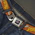 Grateful Dead - GRATEFUL DEAD Text with Steal Your Face Logo Full Color Black Seatbelt Belt - Grateful Dead SUNSHINE DAYDREAM Skeleton Orange Webbing - StealieShop