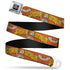 Grateful Dead - GRATEFUL DEAD Text with Steal Your Face Logo Full Color Black Seatbelt Belt - Grateful Dead SUNSHINE DAYDREAM Skeleton Orange Webbing - StealieShop