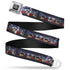 Grateful Dead - GRATEFUL DEAD Text with Steal Your Face Logo Full Color Black Seatbelt Belt - Grateful Dead Dave's Picks Skeleton Americana Bonus Art Webbing - StealieShop