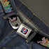Grateful Dead - Steal Your Face Seatbelt Belt - Dancing Skeletons Black/Multi Color Webbing - StealieShop