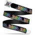Grateful Dead - Steal Your Face Seatbelt Belt - Dancing Skeletons Black/Multi Color Webbing - StealieShop