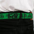 Grateful Dead - Steal Your Face Seatbelt Belt - Grateful Dead Text w/Skull & Roses Green Webbing - StealieShop