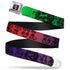 Grateful Dead - Steal Your Face Seatbelt Belt - Grateful Dead Text w/Skull & Roses Rainbow Fade Webbing - StealieShop