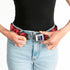 Grateful Dead - Steal Your Face Seatbelt Belt - Grateful Dead Text w/Skull & Roses Red Webbing - StealieShop