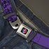 Grateful Dead - Steal Your Face Seatbelt Belt - Grateful Dead Text w/Skull & Roses Purple Webbing - StealieShop