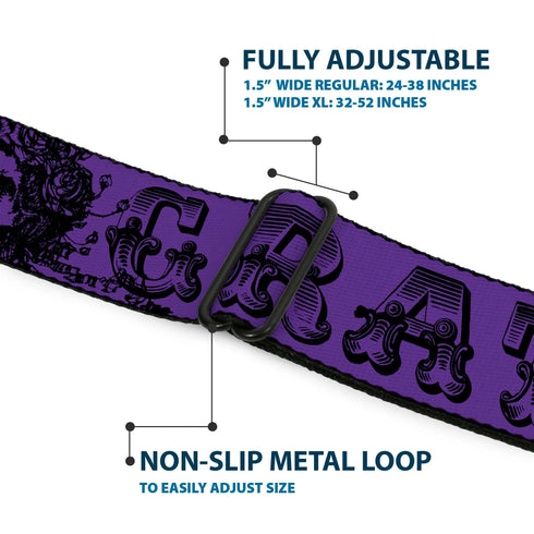 Grateful Dead - Steal Your Face Seatbelt Belt - Grateful Dead Text w/Skull & Roses Purple Webbing - StealieShop