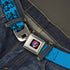 Grateful Dead - Steal Your Face Seatbelt Belt - Grateful Dead Text w/Skull & Roses Turquoise Webbing - StealieShop