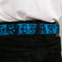 Grateful Dead - Steal Your Face Seatbelt Belt - Grateful Dead Text w/Skull & Roses Turquoise Webbing - StealieShop