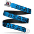Grateful Dead - Steal Your Face Seatbelt Belt - Grateful Dead Text w/Skull & Roses Turquoise Webbing - StealieShop