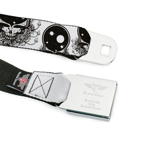 Grateful Dead - Steal Your Face Seatbelt Belt - Space Your Face White/Black Webbing - StealieShop