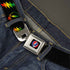 Grateful Dead - Steal Your Face Seatbelt Belt - Steal Your Face w/Lightning Bolt Repeat Black/Rasta Webbing - StealieShop