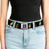 Grateful Dead - Steal Your Face Seatbelt Belt - Steal Your Face w/Lightning Bolt Repeat Black/Rasta Webbing - StealieShop