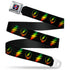 Grateful Dead - Steal Your Face Seatbelt Belt - Steal Your Face w/Lightning Bolt Repeat Black/Rasta Webbing - StealieShop