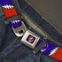 Grateful Dead - Steal Your Face Seatbelt Belt - Steal Your Face w/Lightning Bolt Repeat Red/White/Blue Webbing - StealieShop