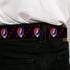 Grateful Dead - Steal Your Face Seatbelt Belt - Steal Your Face Repeat w/Mini Lightning Bolt Black/Red/White/Blue Webbing - StealieShop