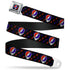 Grateful Dead - Steal Your Face Seatbelt Belt - Steal Your Face Repeat w/Mini Lightning Bolt Black/Red/White/Blue Webbing - StealieShop