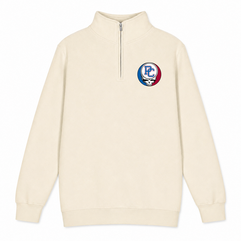 Presbyterian College - Premium Grateful Dead Quarter-Zip Pullover - Sand - 1