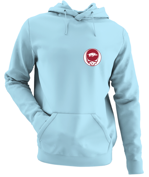 University of Arkansas - Premium Grateful Dead Left Chest Hoodie - Light Blue - 1
