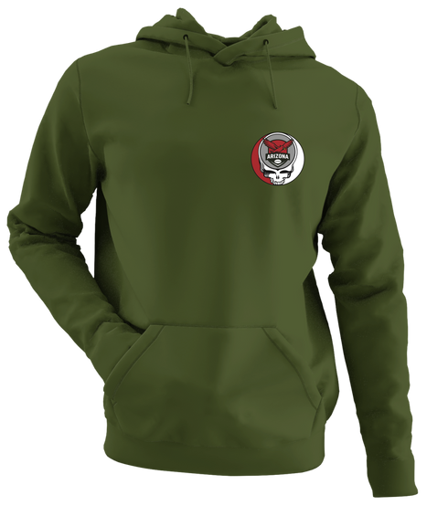 Arizona Football - Premium Grateful Dead Left Chest Hoodie - Military Green - 7