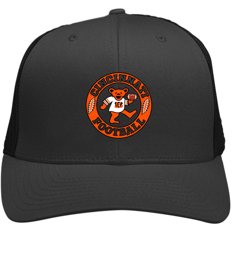 Cincinnati Football Dancing Bear Stealie Grateful Dead Trucker Cap - Charcoal | Black