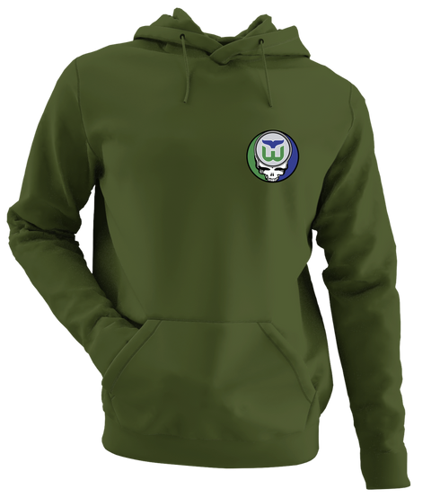 Hartford Whalers - Premium Grateful Dead Left Chest Hoodie - Military Green - 7
