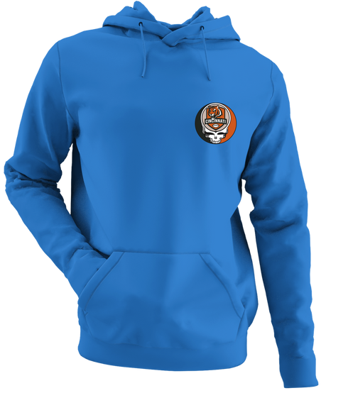 Cincinnati Football - Premium Grateful Dead Left Chest Hoodie - Heather Royal - 5