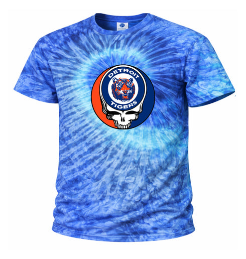 Detroit Tigers Stealie Tie-Dye Grateful Dead T-Shirt